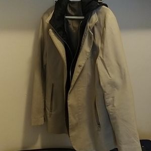 ZARA mens light linen jacket with removable hoodie